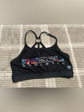 Rebel Athletic Black Strappy Crop Sports Bra